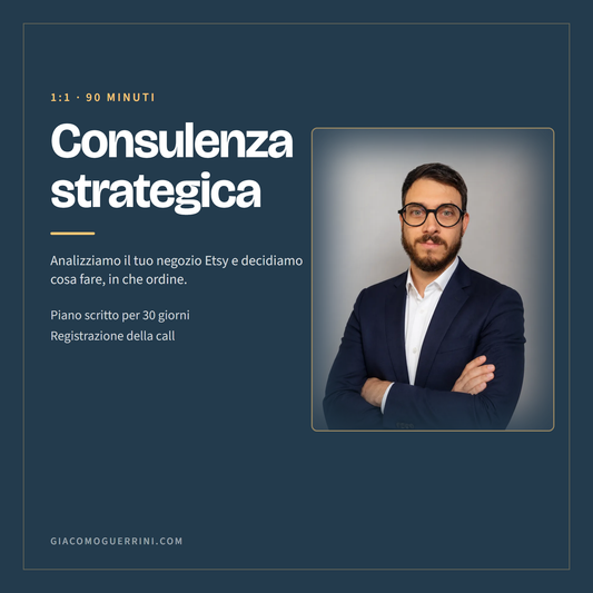 Consulenza strategica 1:1 di 90 minuti sul tuo negozio Etsy, con Giacomo Guerrini